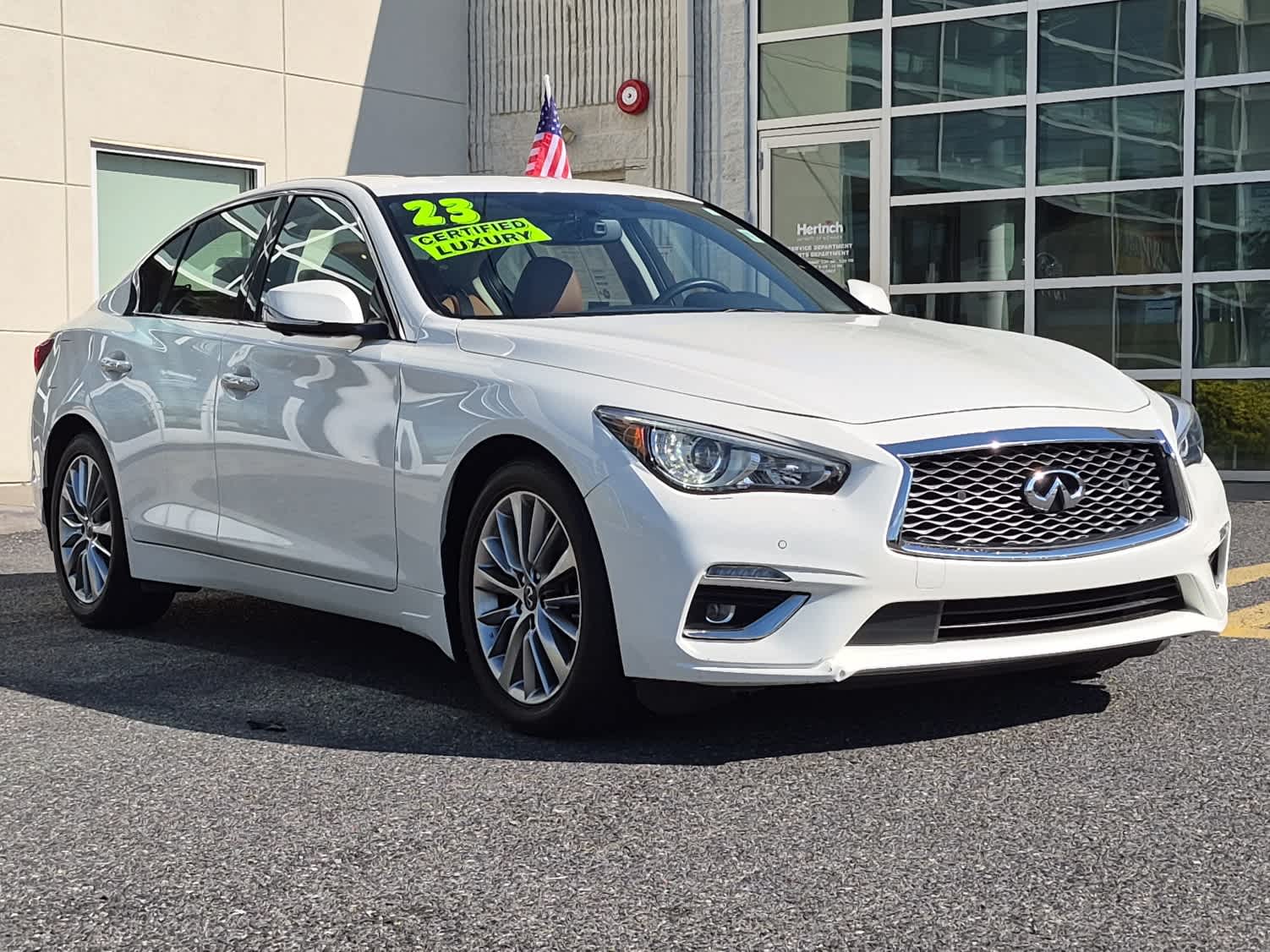 2023 INFINITI Q50 LUXE - Majestic White exterior view 2