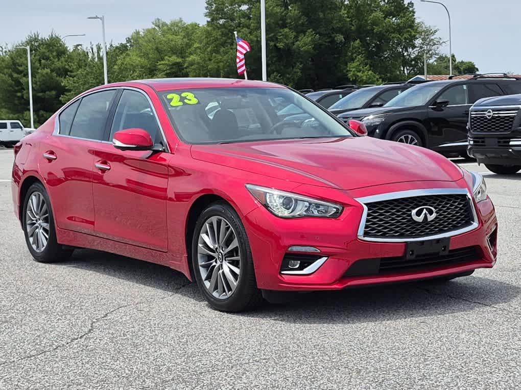 2023 INFINITI Q50 LUXE - Dynamic Sunstone Red exterior view 2