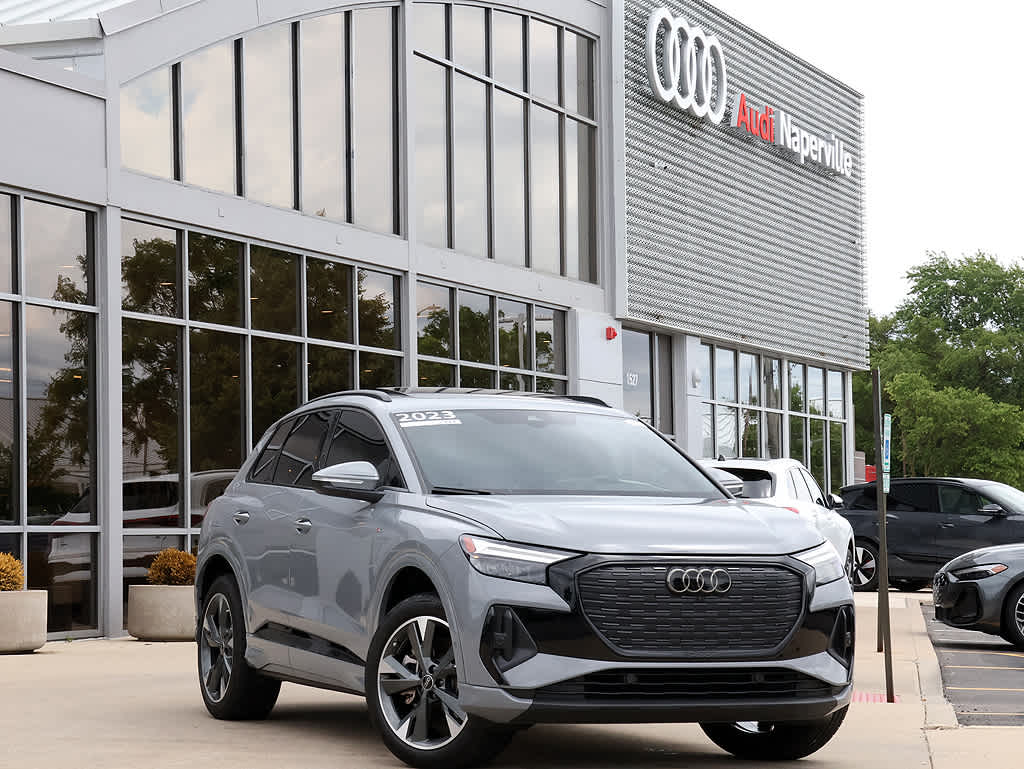 Pebble Gray 2023 Audi Q4 e-tron quattro Premium Plus 50 SUV / Crossover All-Wheel Drive 1-Speed Automatic