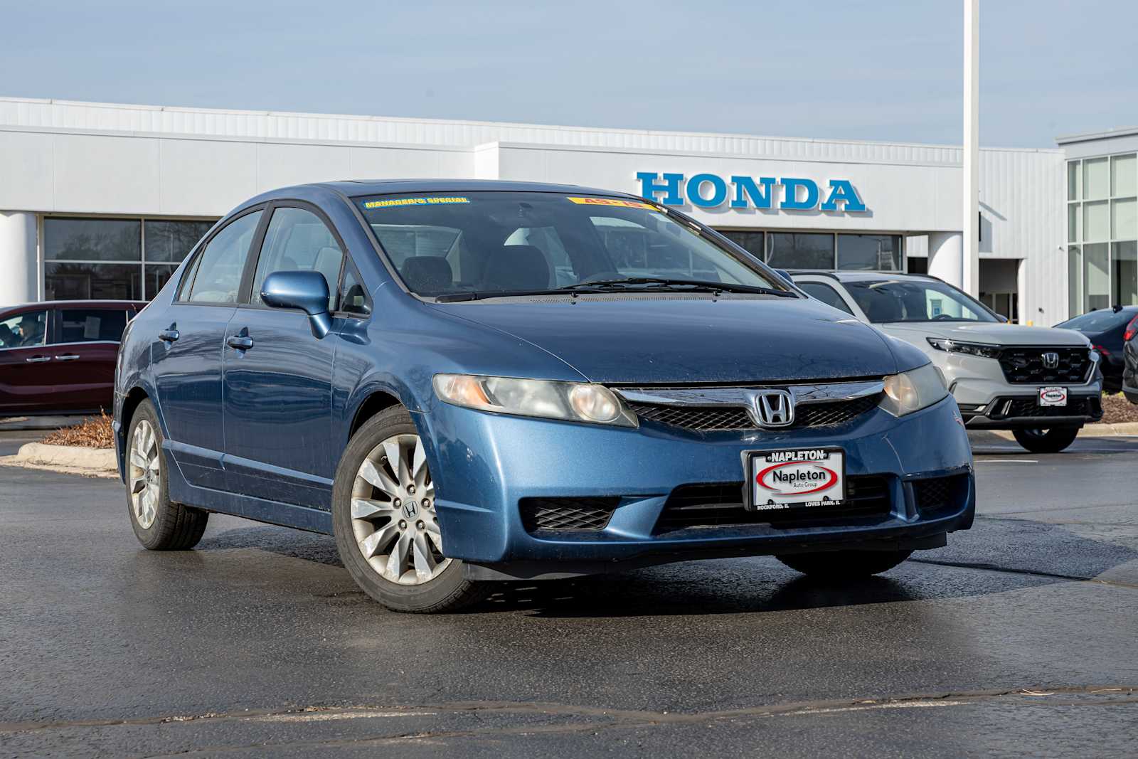 Atomic Blue Metallic 2009 Honda Civic EX Sedan Front-Wheel Drive 5-Speed Automatic