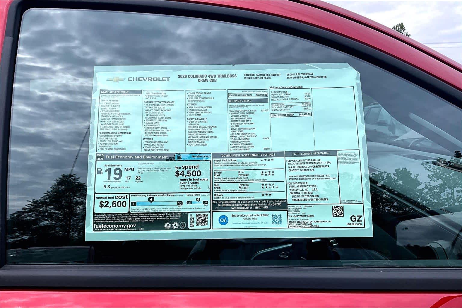 2026 Chevrolet Colorado 4WD Trail Boss Radiant Red Tintcoat at James Chevrolet