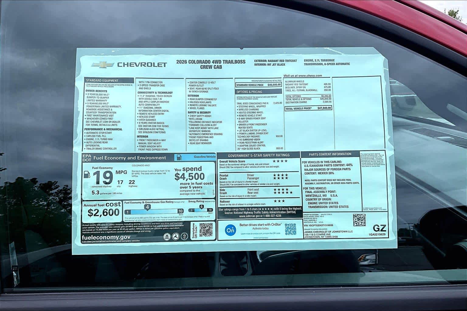 2026 Chevrolet Colorado 4WD Trail Boss Radiant Red Tintcoat at James Chevrolet