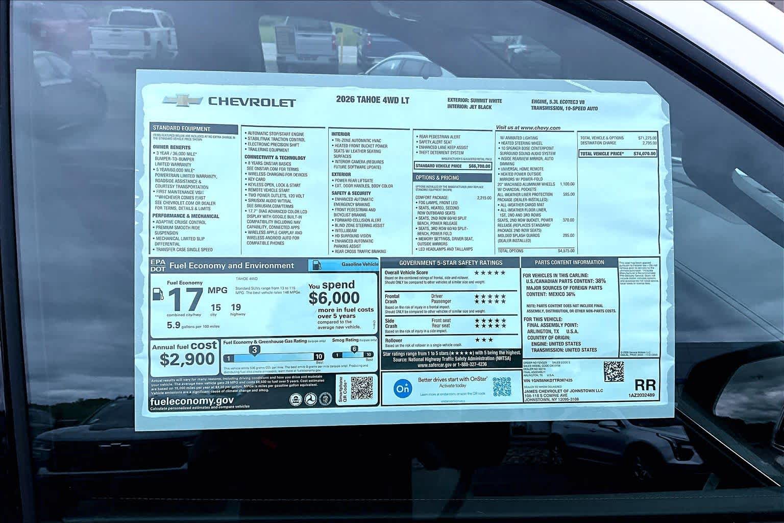 2026 Chevrolet Tahoe LT Summit White at James Chevrolet