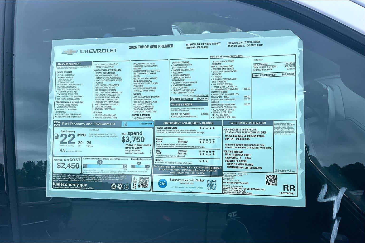 2026 Chevrolet Tahoe Premier Polar White Tricoat at James Chevrolet