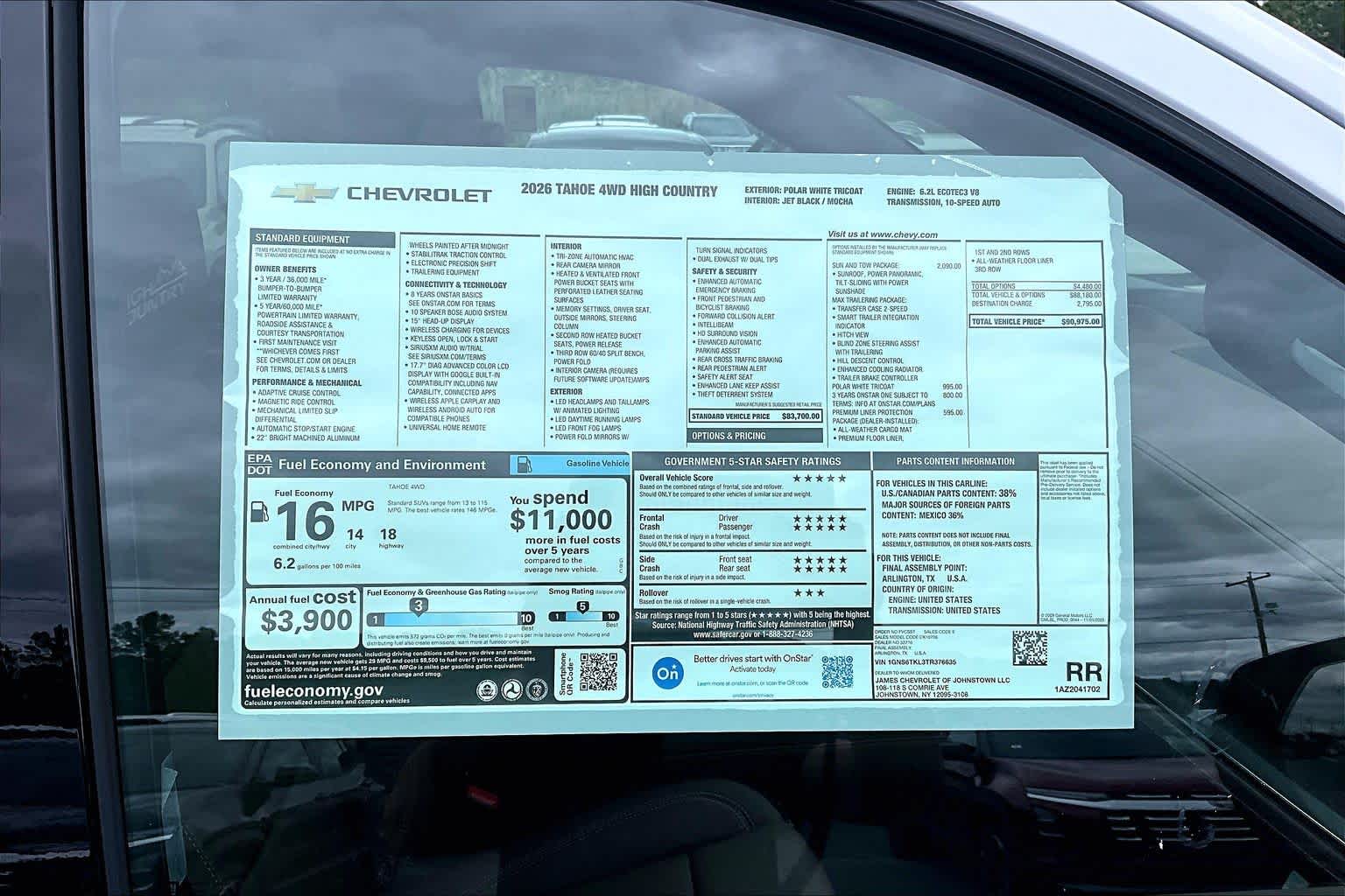 2026 Chevrolet Tahoe High Country Polar White Tricoat at James Chevrolet