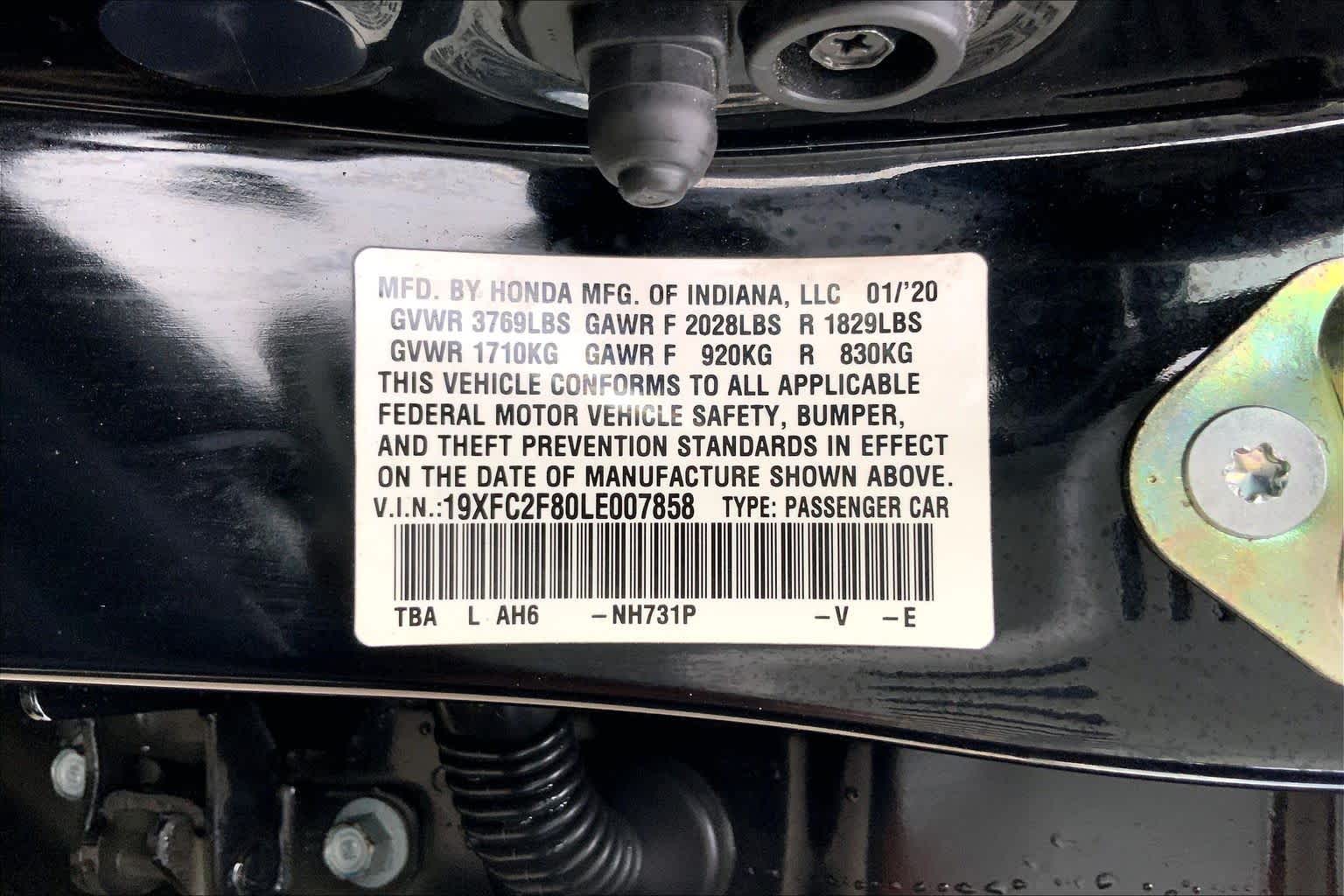 2020 Honda Civic Sedan Sport Crystal Black Pearl at Sterling McCall Nissan