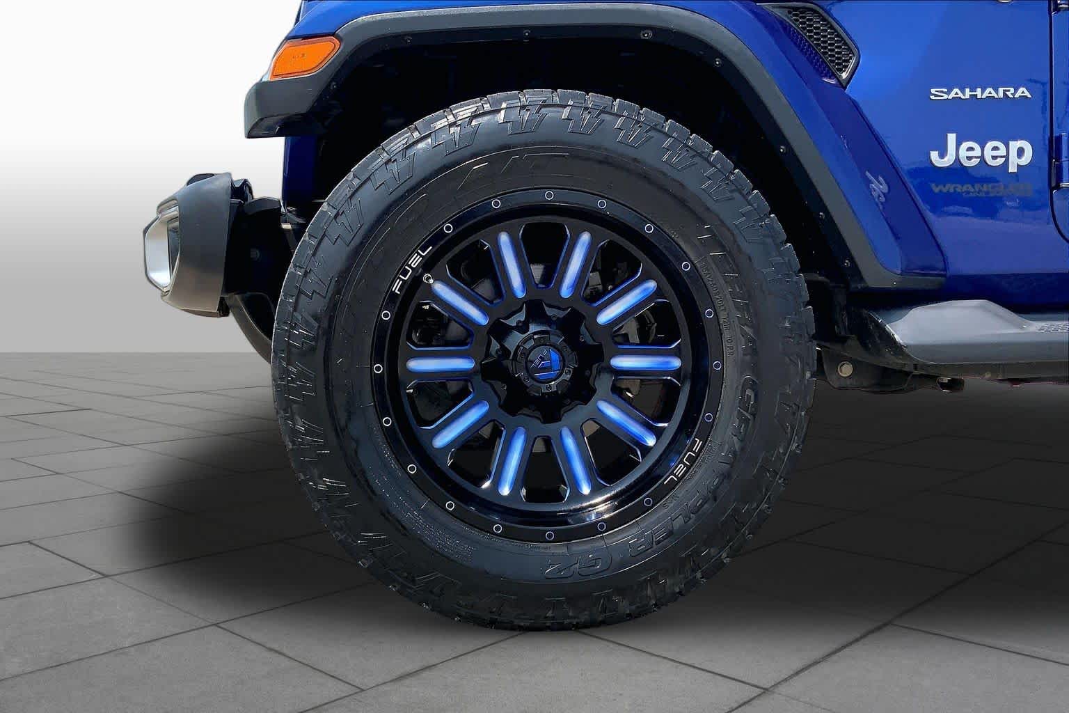 2018 Jeep Wrangler Unlimited Sahara Ocean Blue Metallic Clearcoat at Mac Haik CDJR North Houston