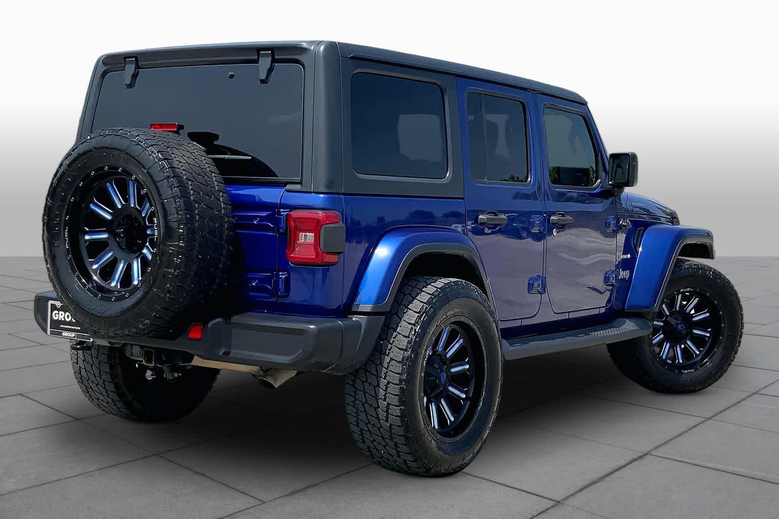 2018 Jeep Wrangler Unlimited Sahara Ocean Blue Metallic Clearcoat at Mac Haik CDJR North Houston
