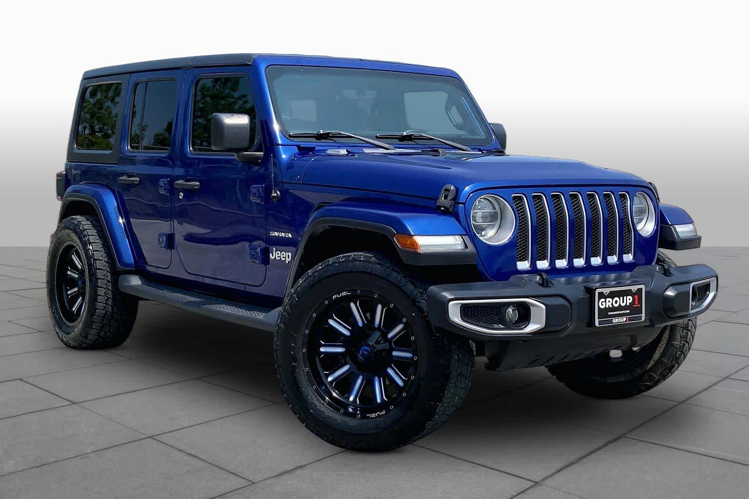 2018 Jeep Wrangler Unlimited Sahara Ocean Blue Metallic Clearcoat at Mac Haik CDJR North Houston