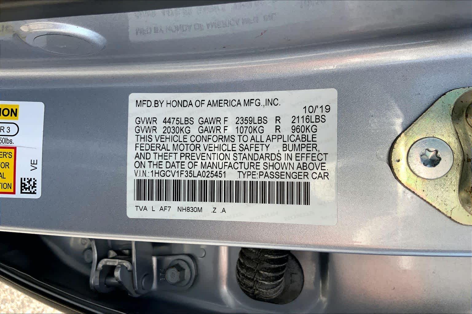 2020 Honda Accord Sedan Sport Lunar Silver Metallic at Lexus of Clear Lake