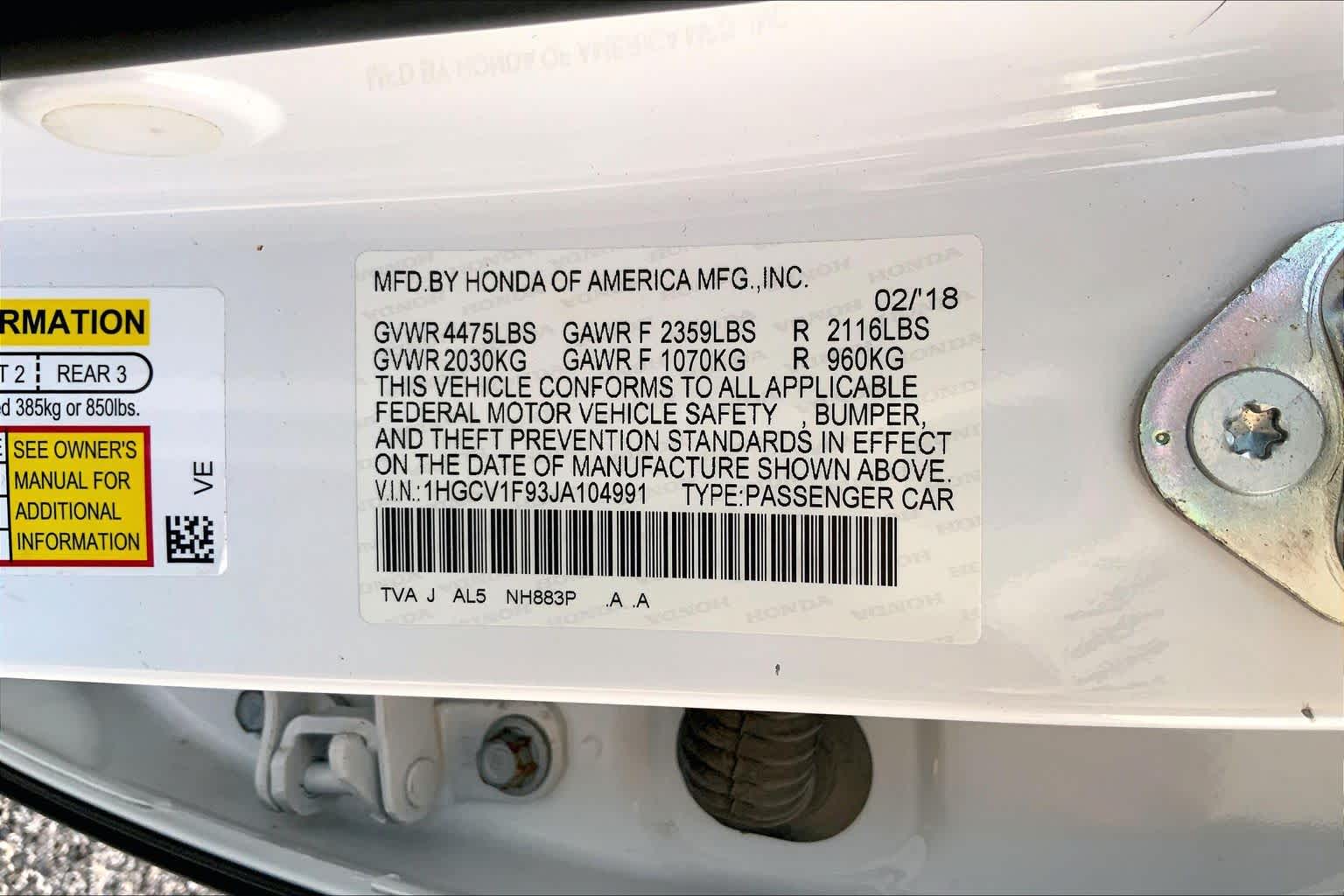 2018 Honda Accord Sedan photo 36 of 36