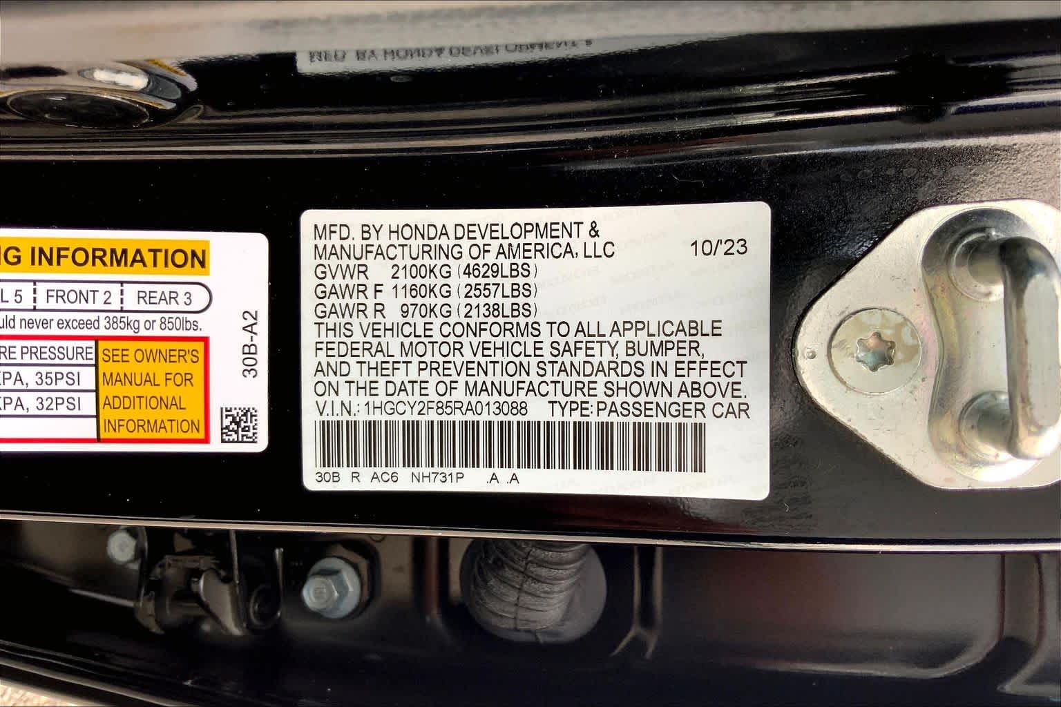 2024 Honda Accord Hybrid Touring Crystal Black Pearl at Honda of Clear Lake