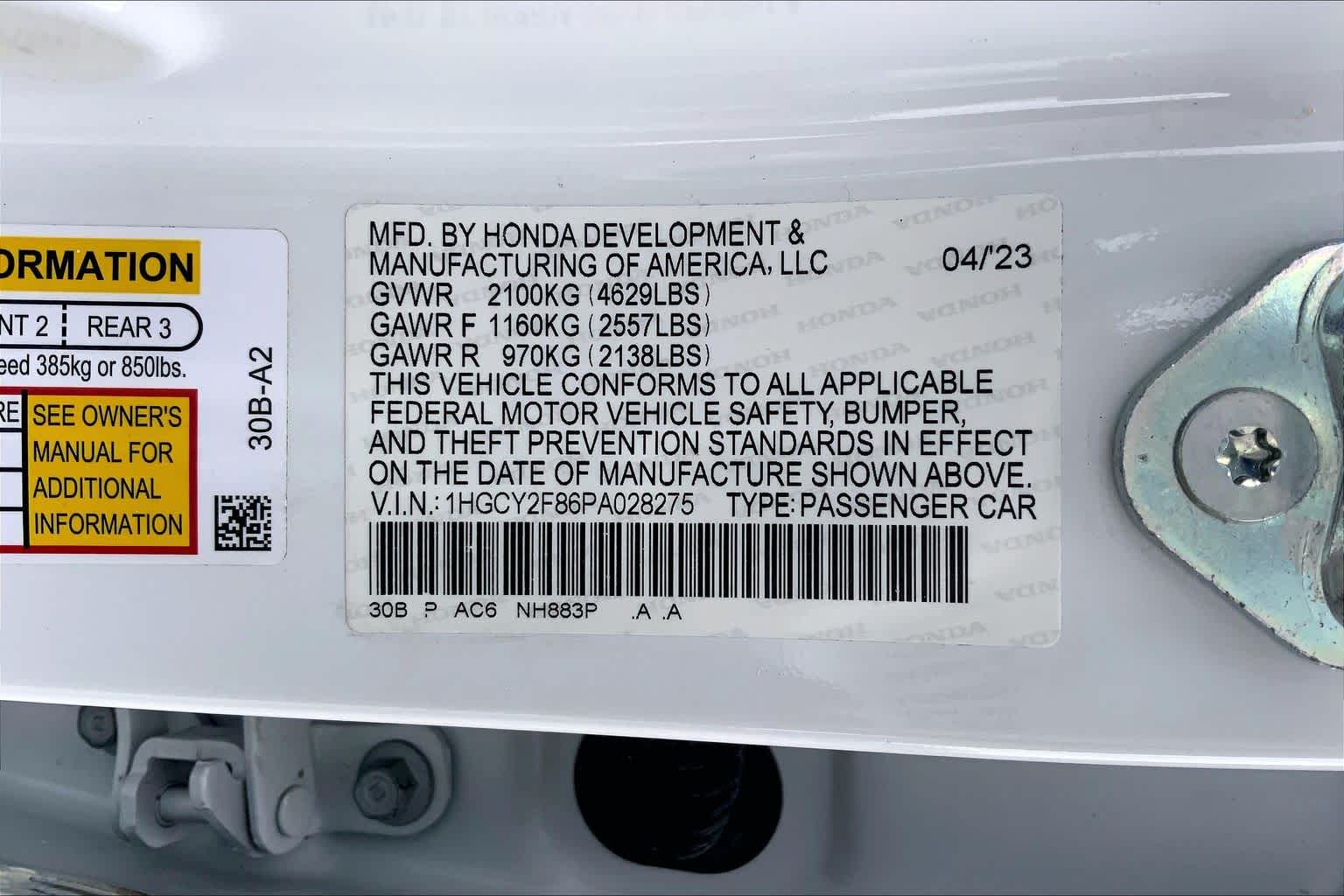 2023 Honda Accord Hybrid Touring Platinum White Pearl at AutoNation USA Katy