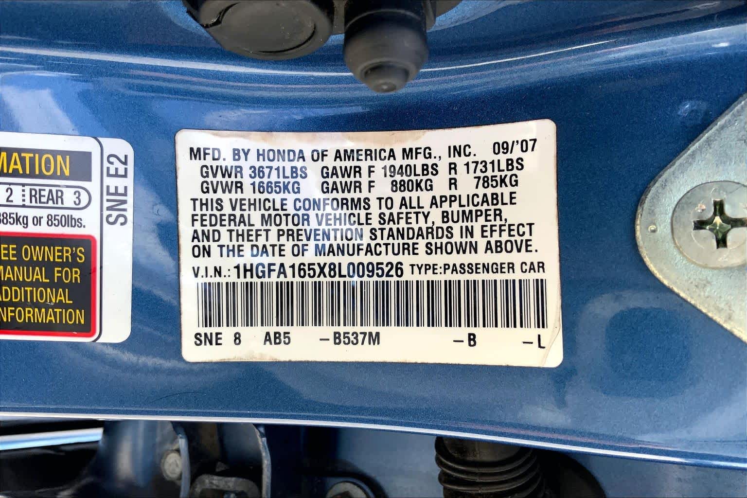 2008 Honda Civic LX Atomic Blue Metallic at Beck & Masten Kia
