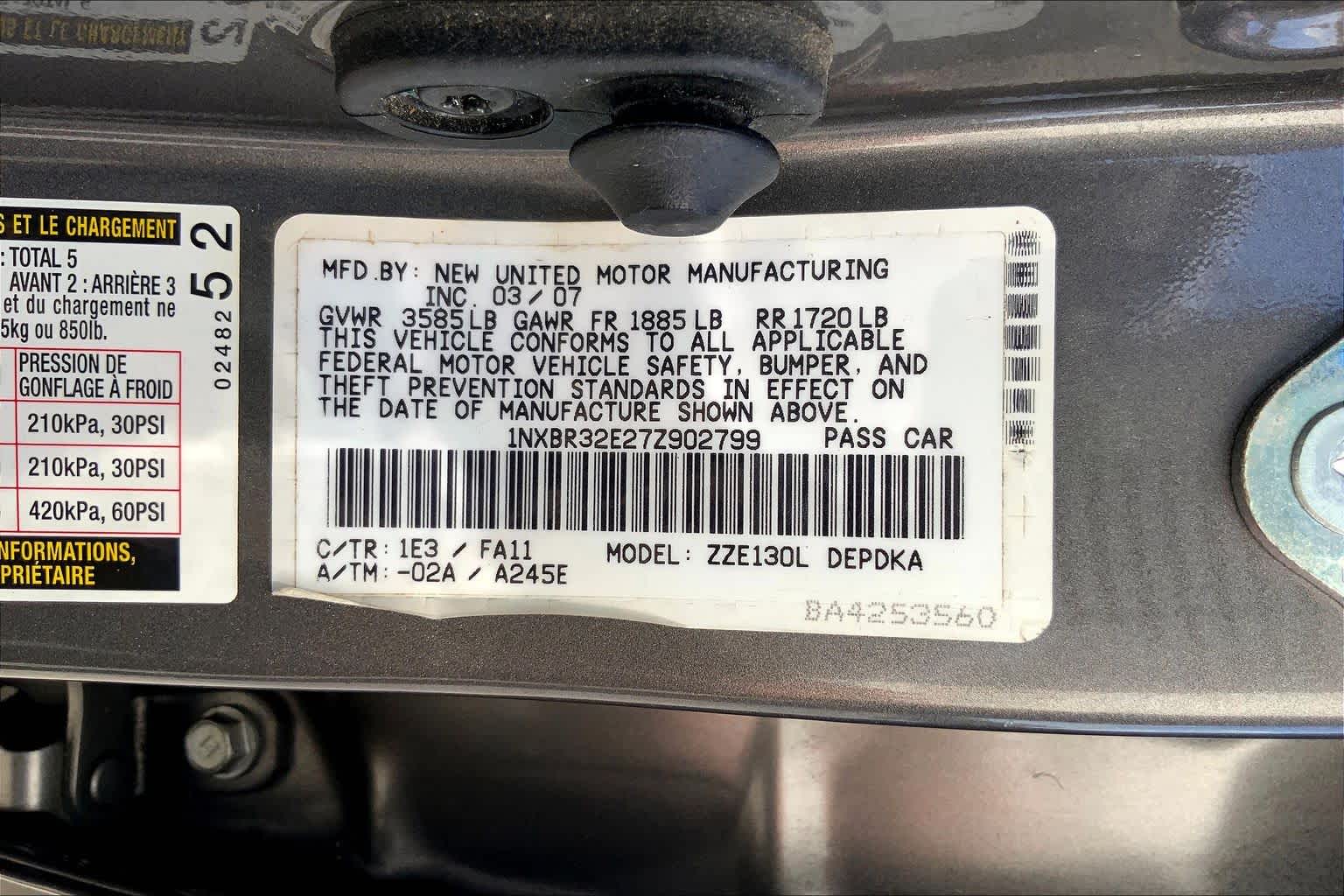 2007 Toyota Corolla CE Phantom Gray Pearl at Westside Kia