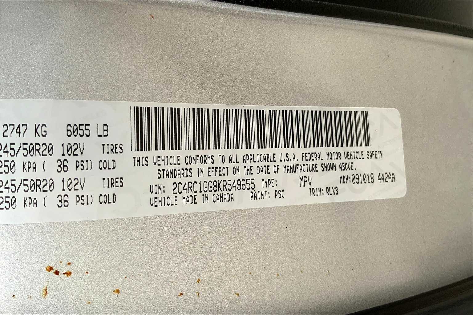 2019 Chrysler Pacifica Limited Billet Silver Metallic Clearcoat at Sterling McCall Nissan