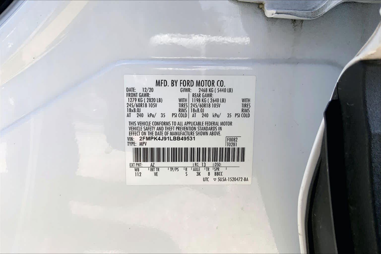 2020 Ford Edge SEL Star White Metallic Tri-Coat at Tomball Ford