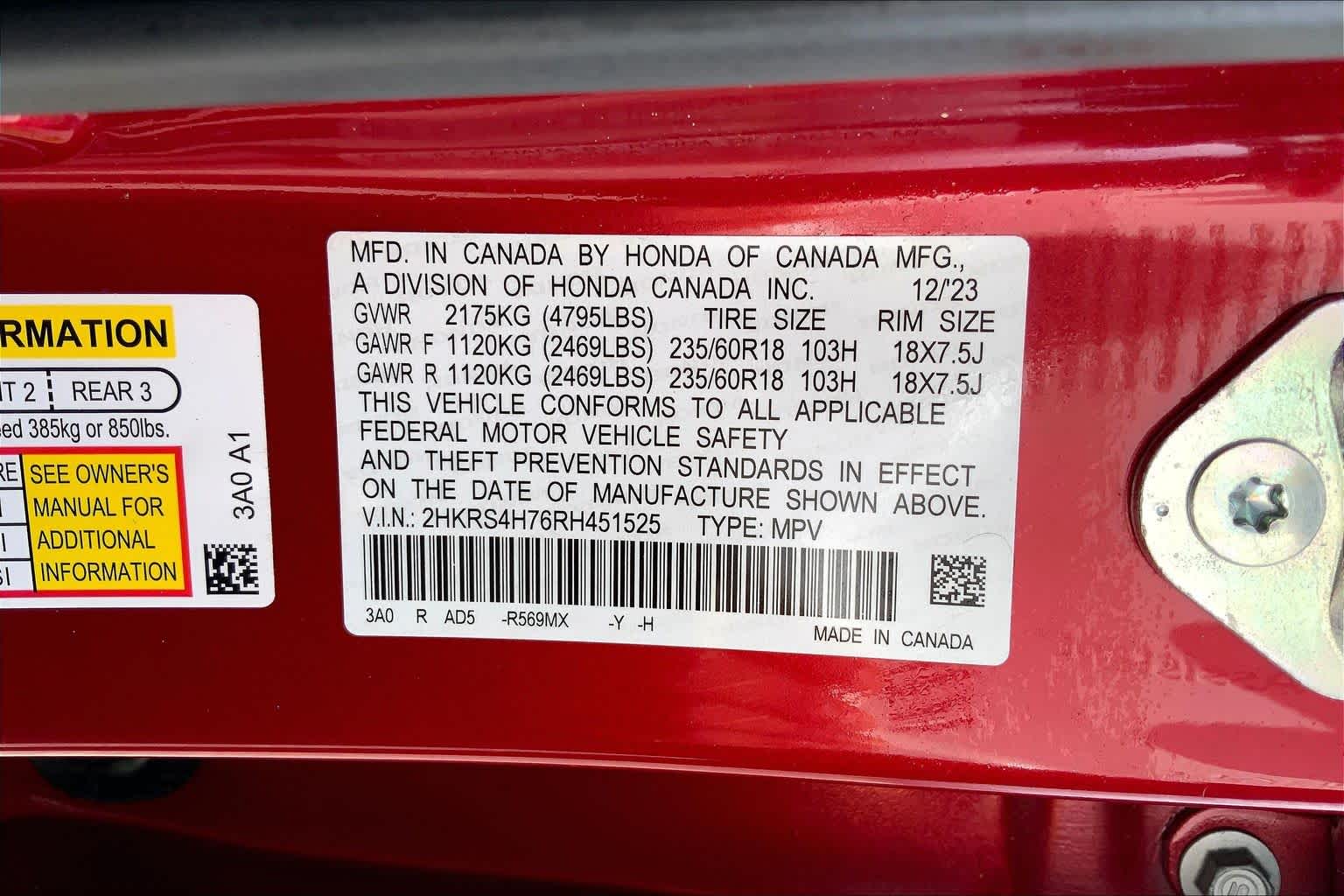 2024 Honda CR-V EX-L Radiant Red Metallic at Lexus Southwest Houston