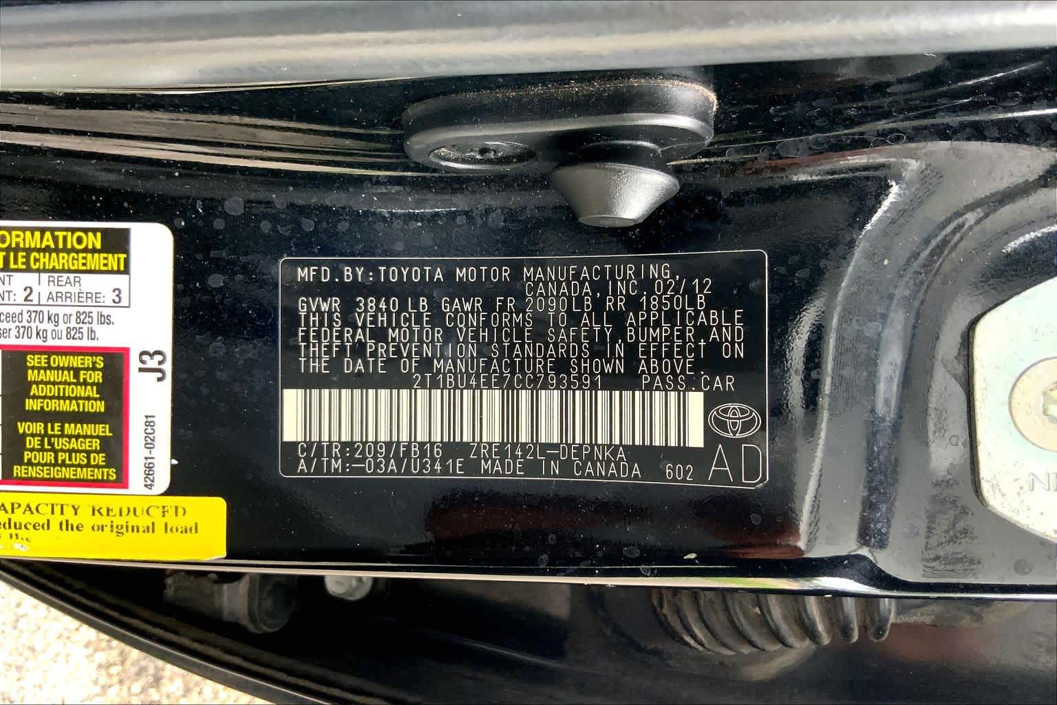 2012 Toyota Corolla LE Black Sand Pearl at Sterling McCall Nissan