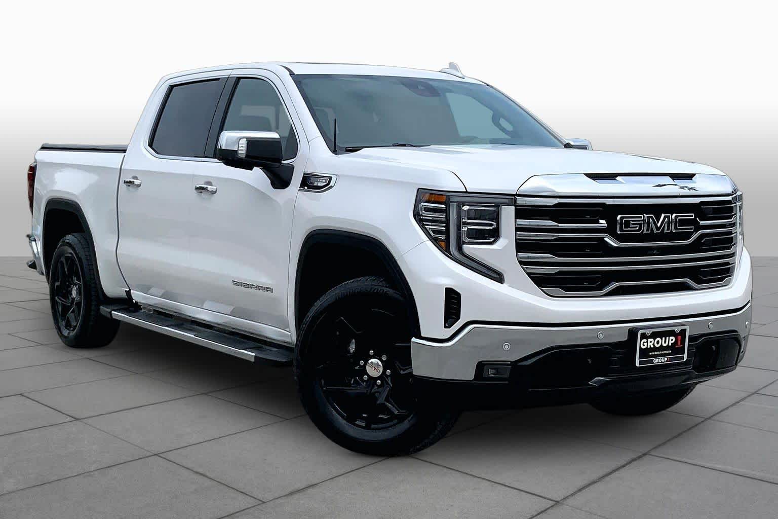 2023 GMC Sierra 1500 SLT White Frost Tricoat at Texan GMC Buick