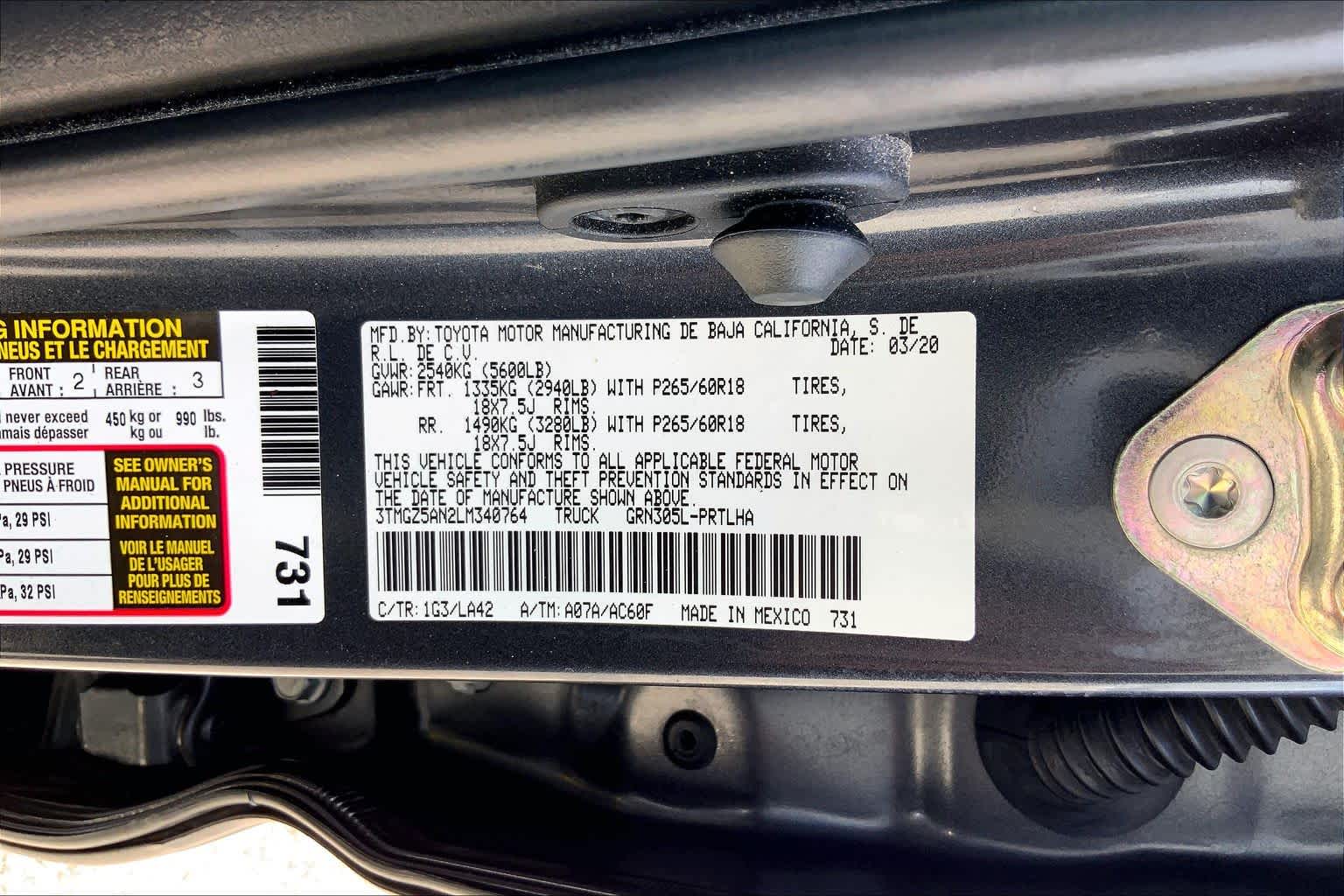 2020 Toyota Tacoma Limited Magnetic Gray Metallic at Group 1 Toyota Southwest