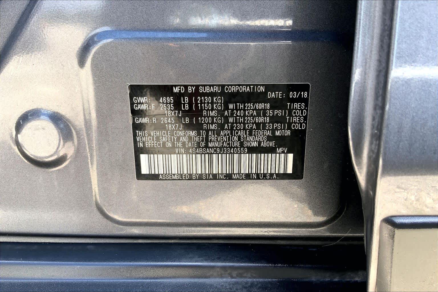 2018 Subaru Outback Limited Magnetite Gray Metallic at AutoNation USA Katy