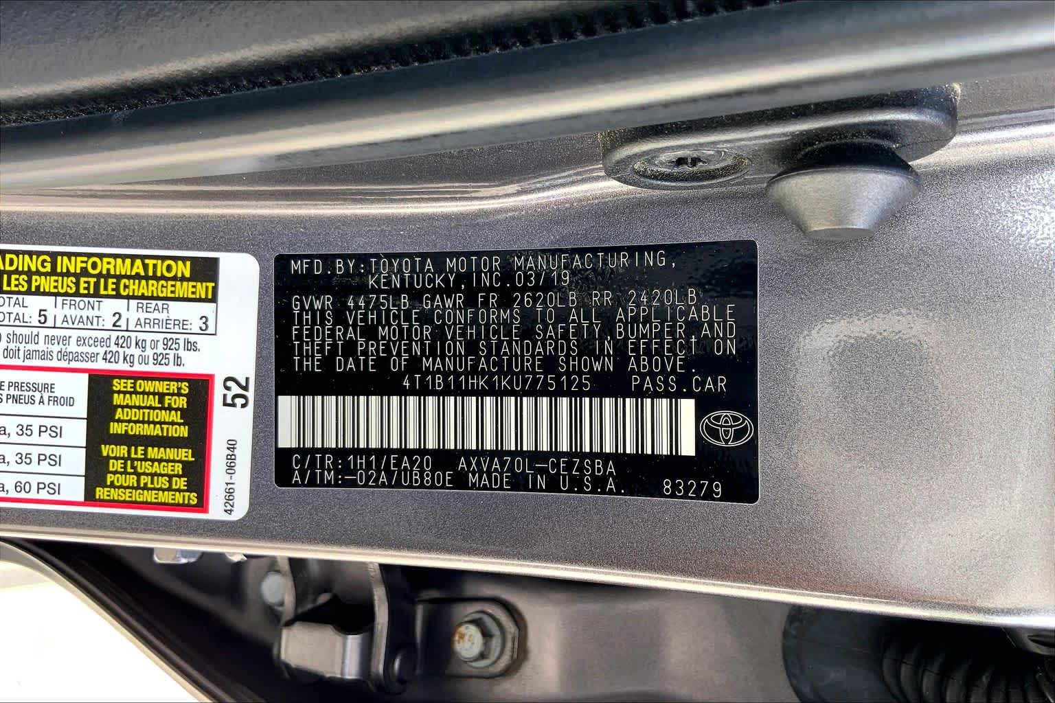 2019 Toyota Camry SE Predawn Gray Mica at Beck & Masten Kia