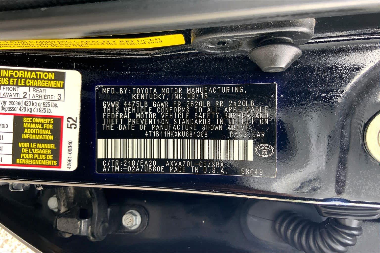 2019 Toyota Camry SE Midnight Black Metallic at Group 1 Toyota Southwest