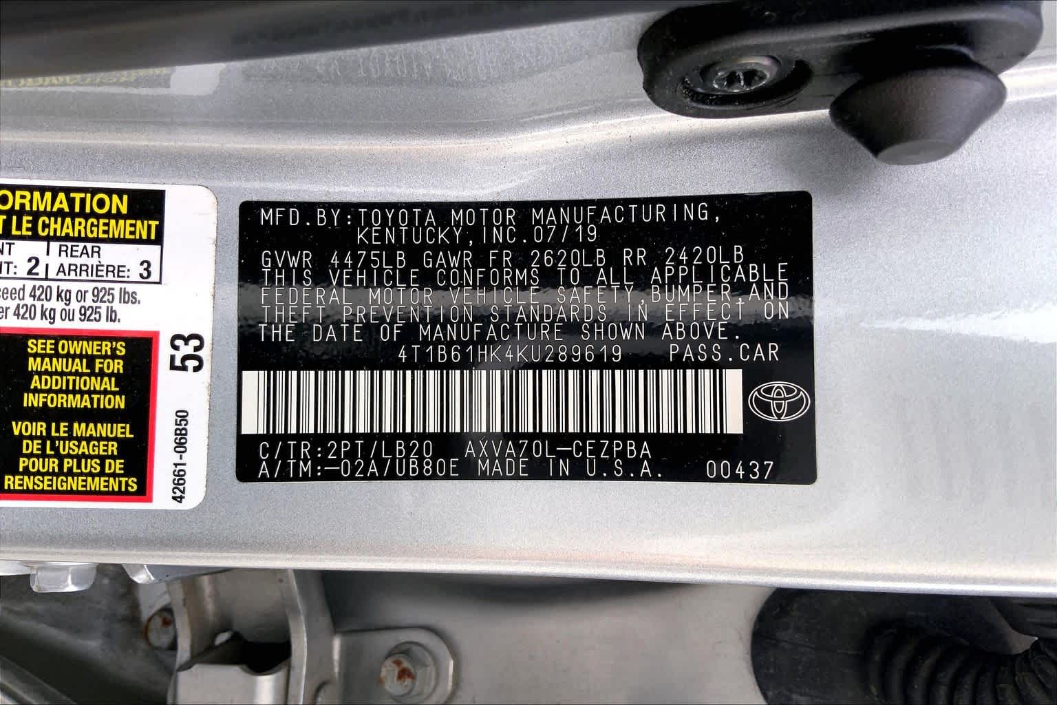 2019 Toyota Camry XSE Celestial Silver/Midnight Black Metallic at AutoNation USA Katy