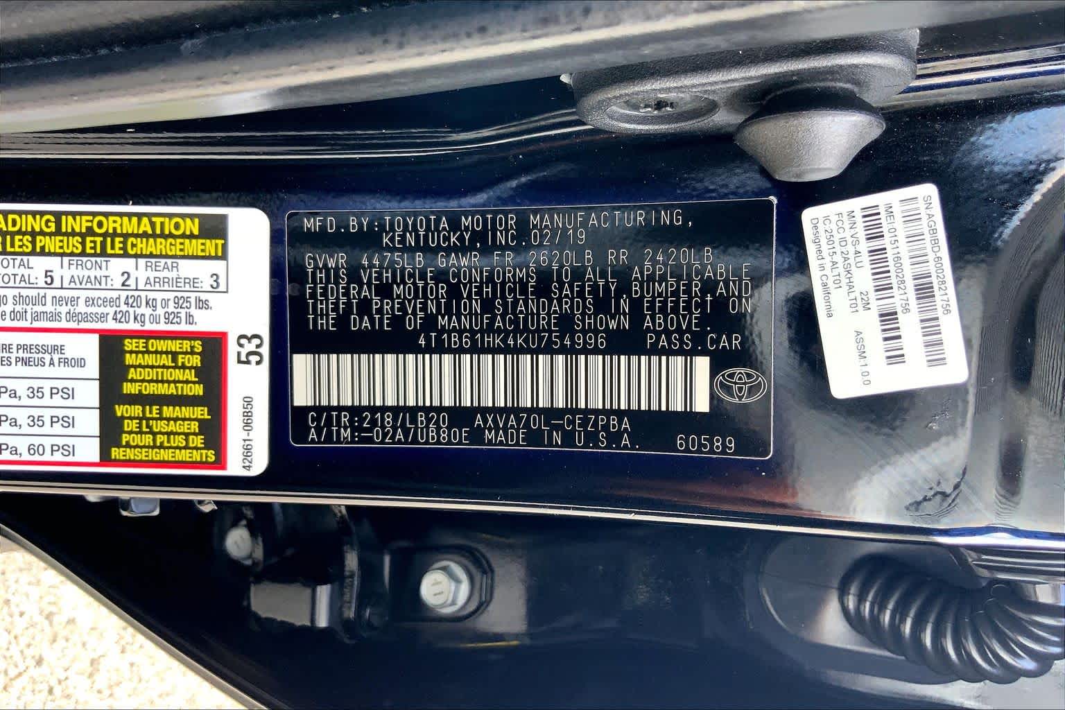 2019 Toyota Camry XSE Midnight Black Metallic at Group 1 Toyota Southwest