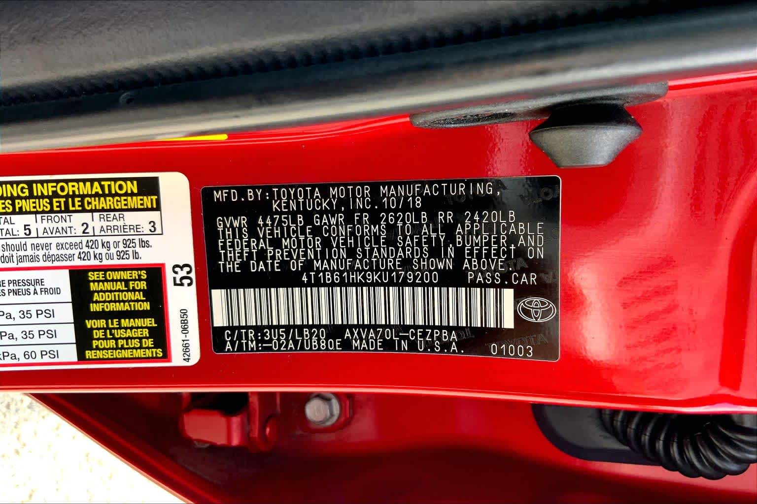 2019 Toyota Camry XSE Supersonic Red at Group 1 Toyota Southwest