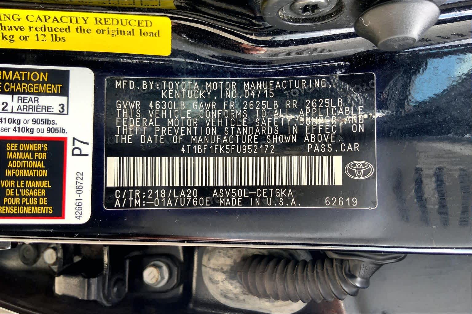 2015 Toyota Camry XLE Attitude Black at Honda of Clear Lake