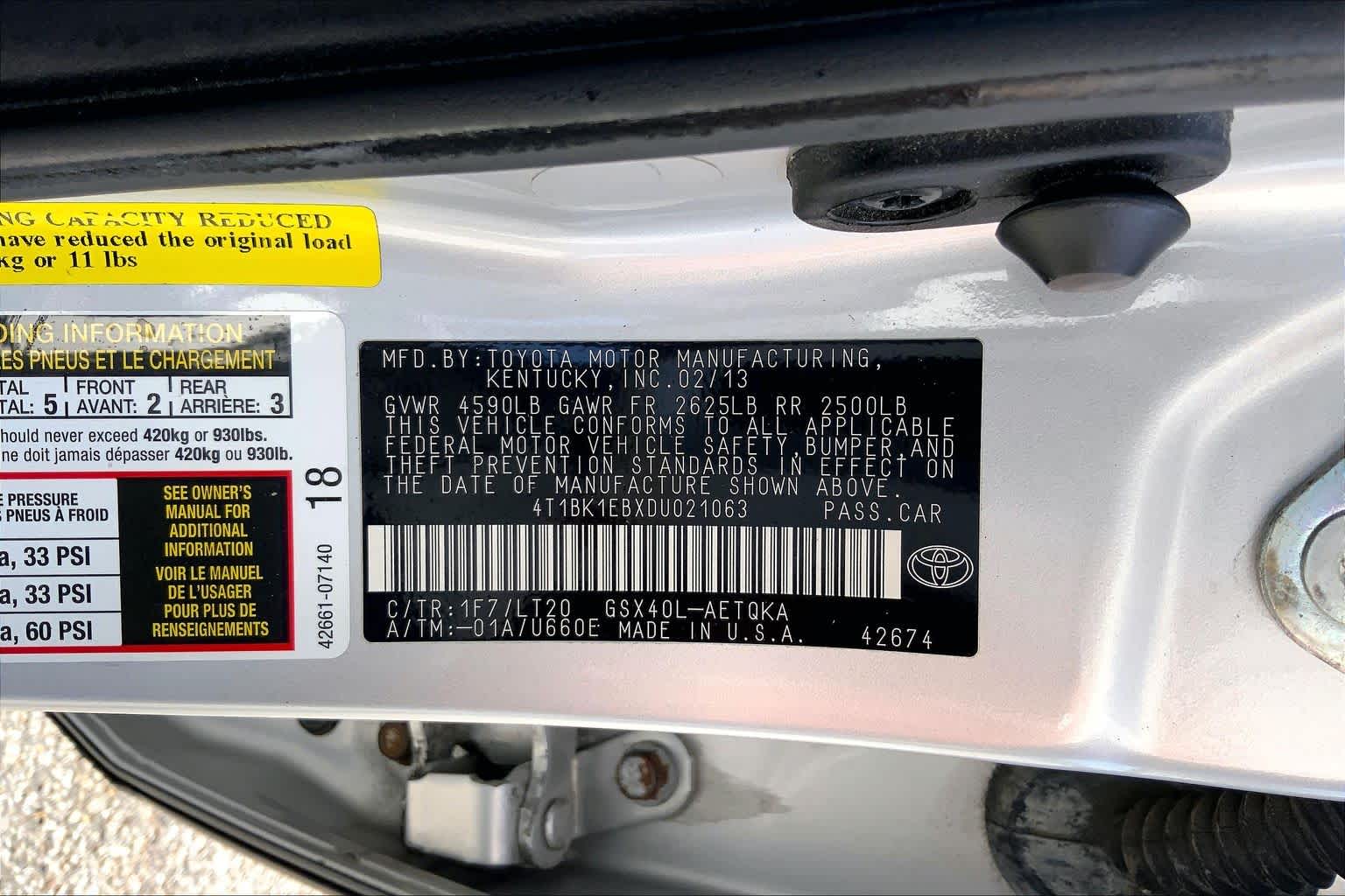 2013 Toyota Avalon XLE Touring Classic Silver Metallic at Honda of Clear Lake