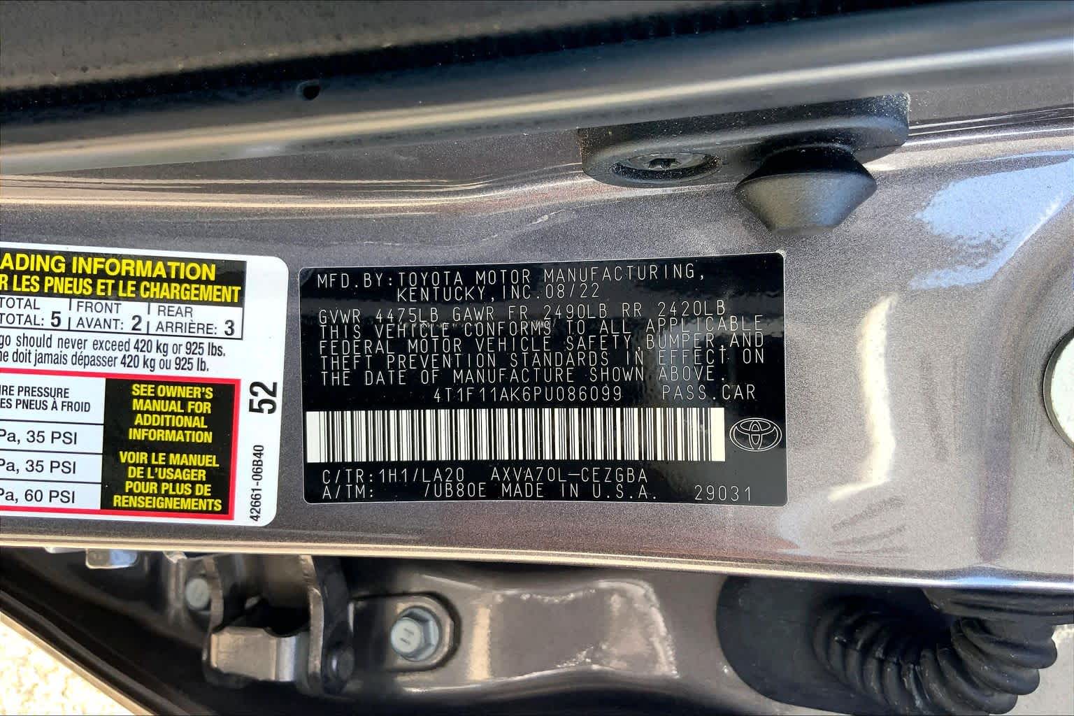 2023 Toyota Camry XLE Predawn Gray Mica at Group 1 Toyota Southwest