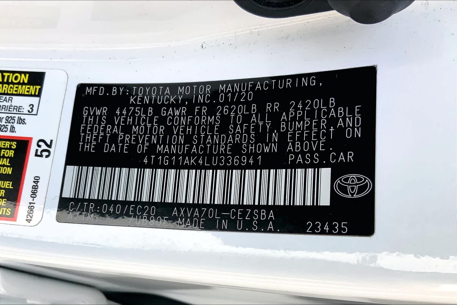 2020 Toyota Camry SE Nightshade Super White at Group 1 Toyota Southwest