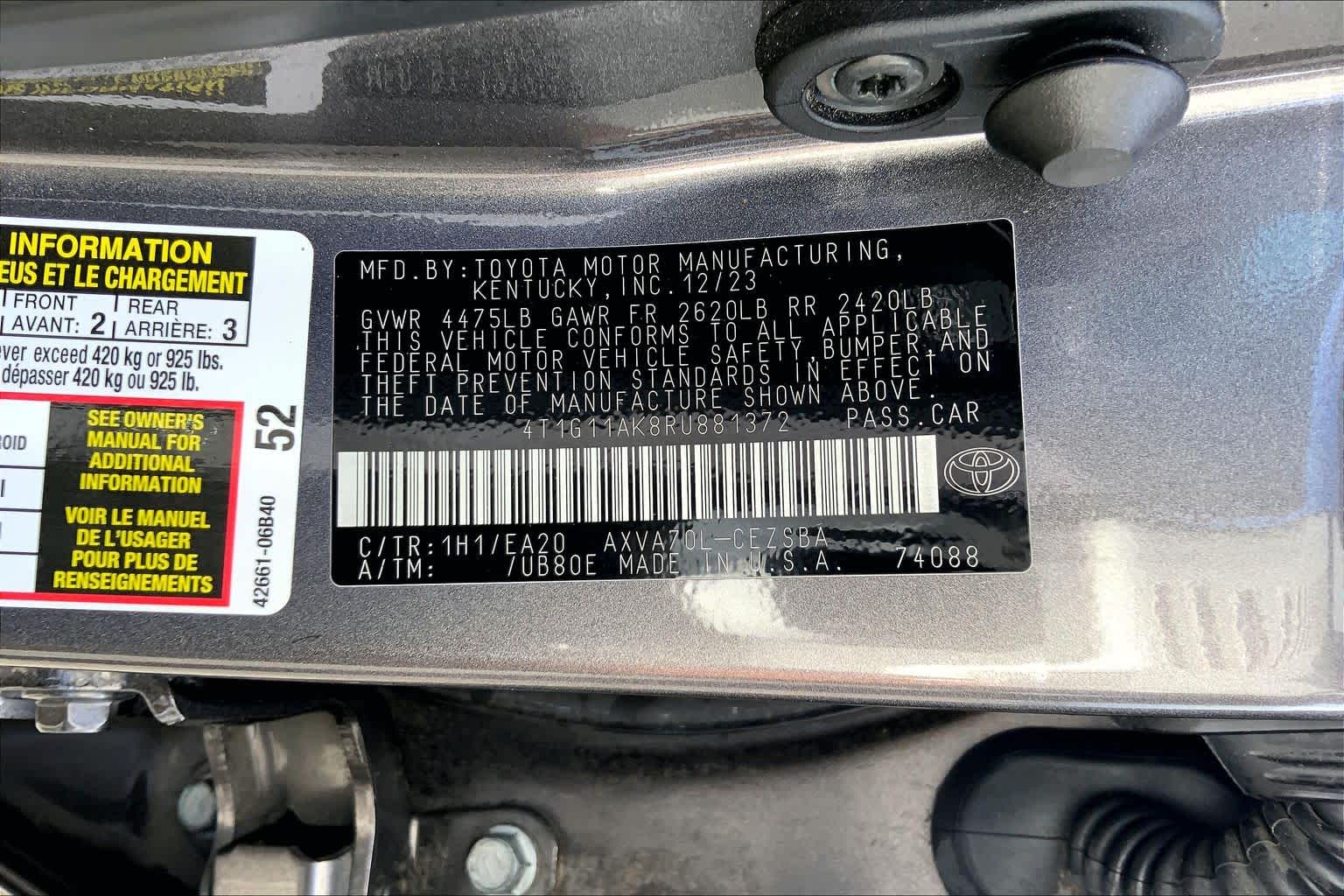 2024 Toyota Camry SE Predawn Gray Mica at Westside Kia
