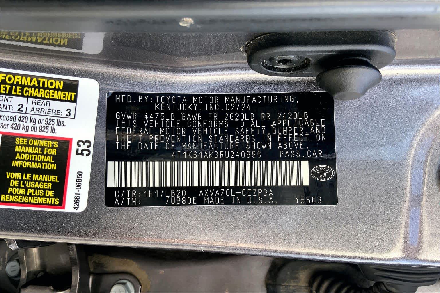 2024 Toyota Camry XSE Predawn Gray Mica at Group 1 Toyota Southwest