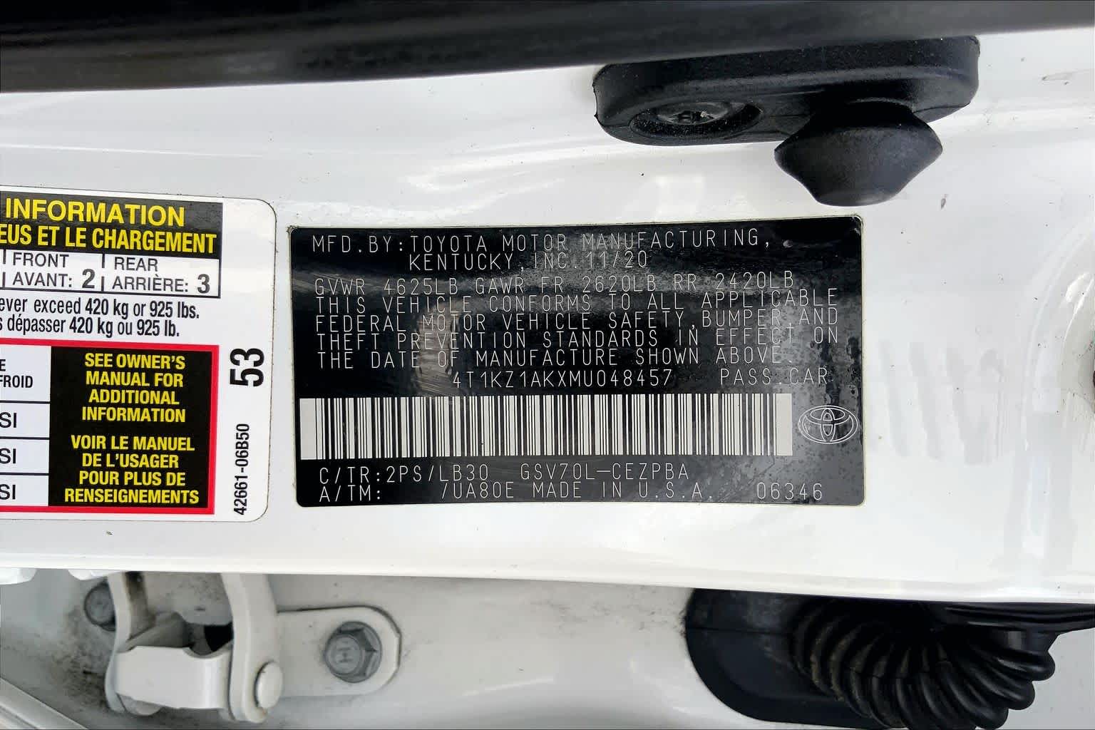 2021 Toyota Camry XSE V6 Wind Chill Pearl/Midnight Black Metallic at Beck & Masten Kia
