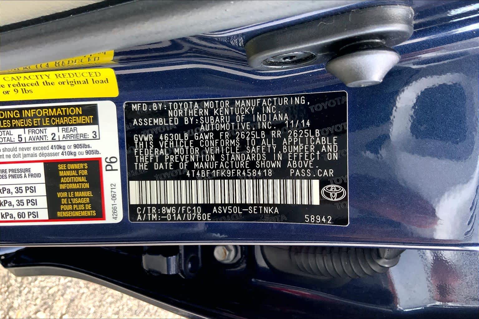 2015 Toyota Camry LE Parisian Night Pearl at Group 1 Toyota Southwest