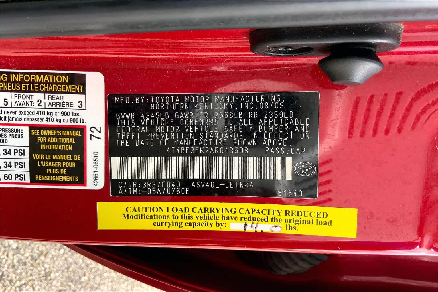 2010 Toyota Camry LE Barcelona Red Metallic at Group 1 Toyota Southwest