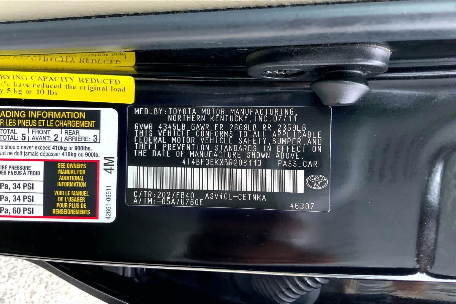 2011 Toyota Camry LE Black at Group 1 Toyota Southwest