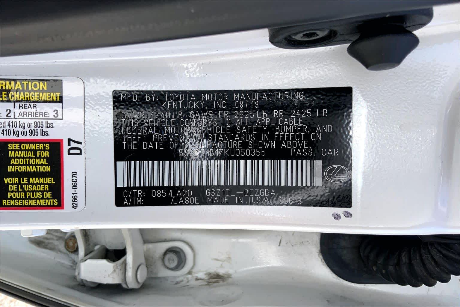 2019 Lexus ES 350  Eminent White Pearl at Lexus of Clear Lake