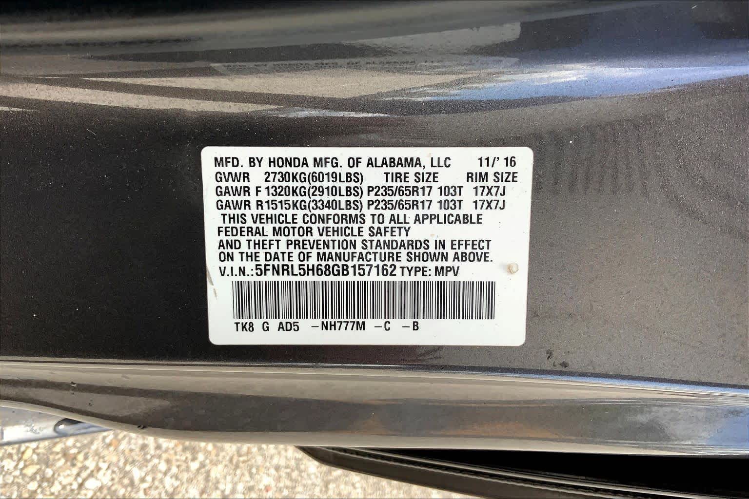 2016 Honda Odyssey EX-L Modern Steel Metallic at Mac Haik Ford