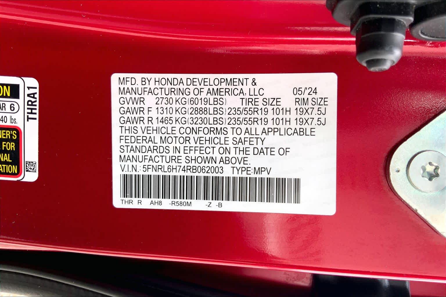2024 Honda Odyssey Sport Radiant Red Metallic II at Honda of Clear Lake