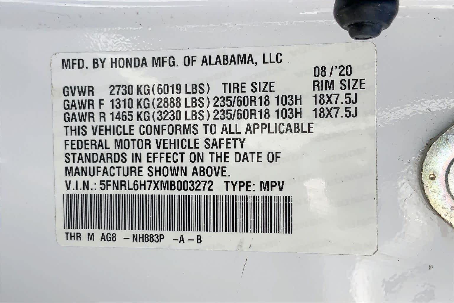 2021 Honda Odyssey EX-L Platinum White Pearl at Honda of Clear Lake