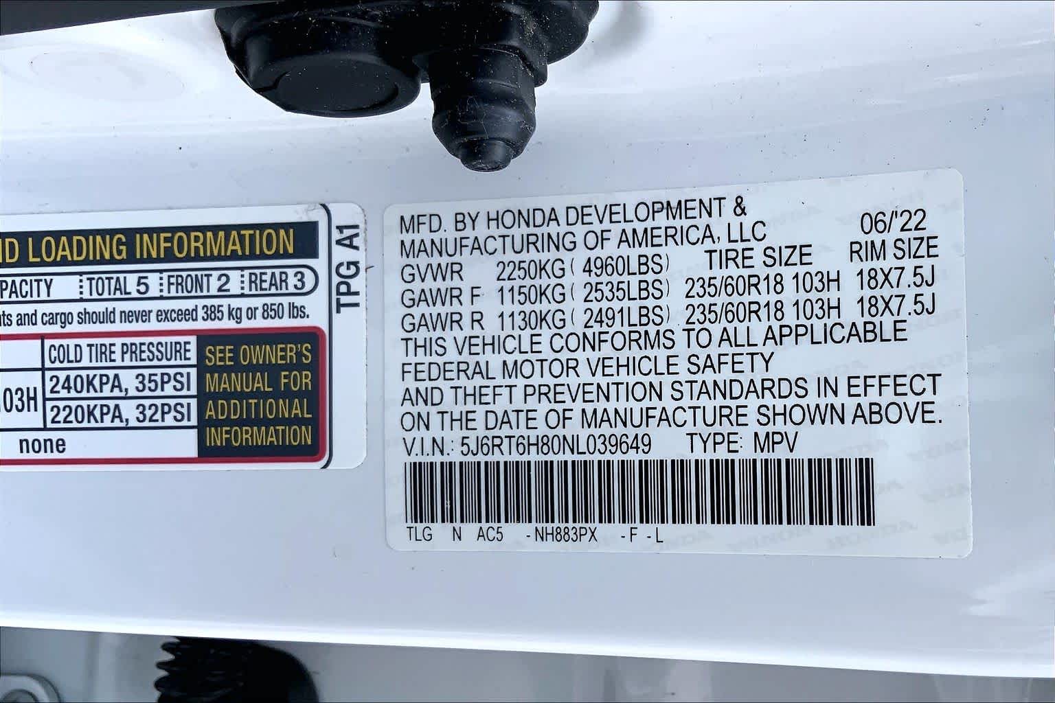 2022 Honda CR-V Hybrid EX-L Platinum White Pearl at AutoNation USA Katy