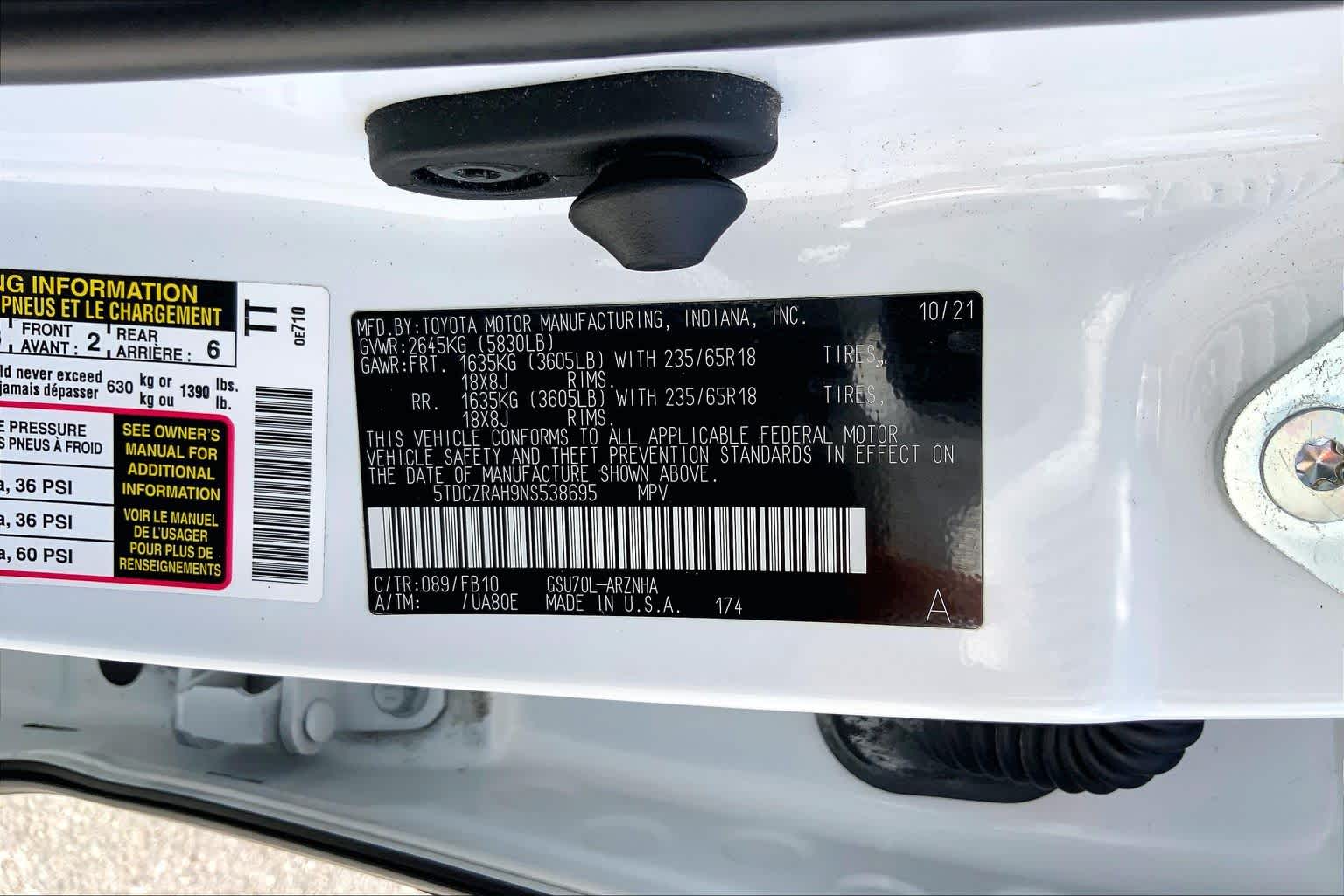 2022 Toyota Highlander L Wind Chill Pearl at AutoNation USA Houston