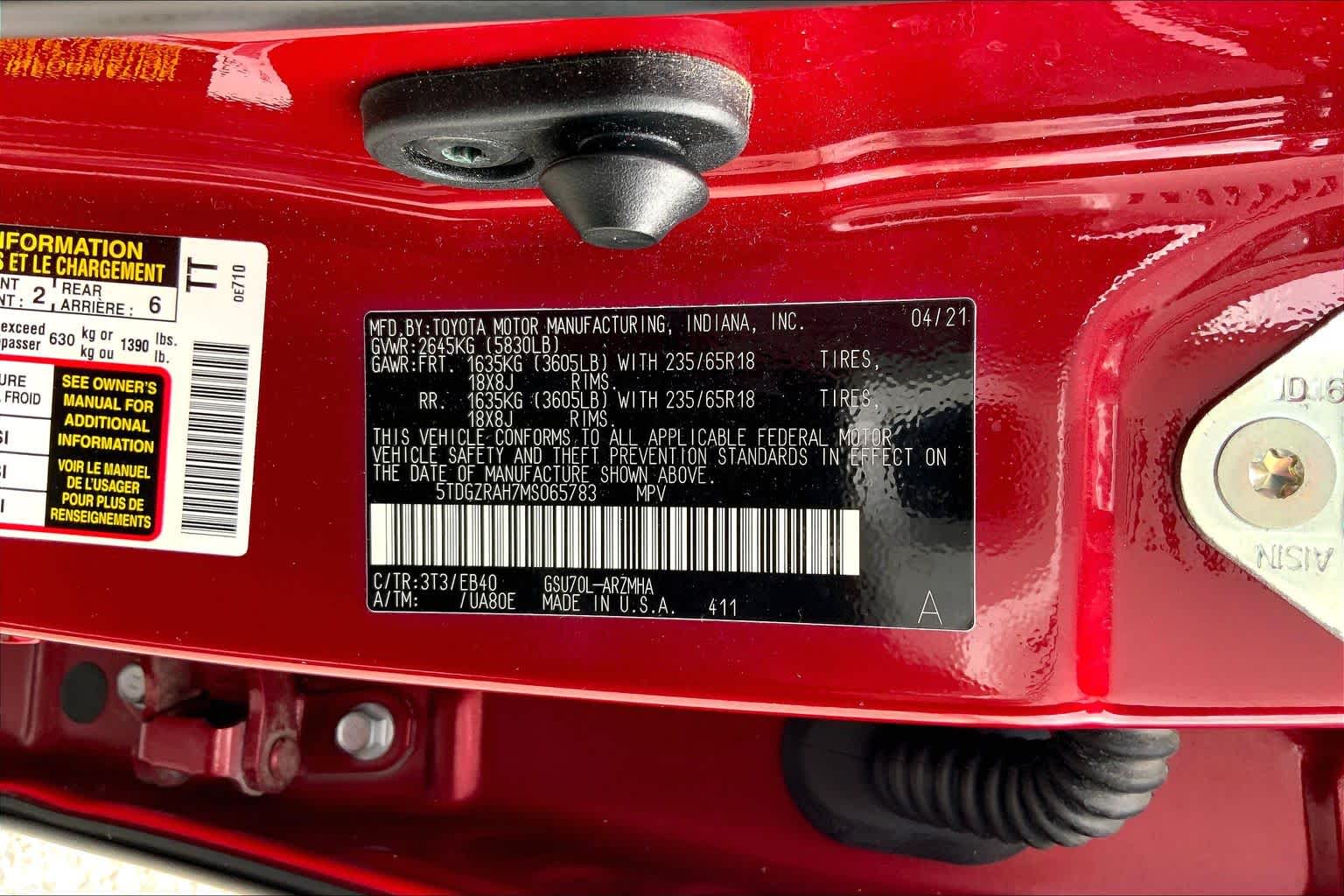 2021 Toyota Highlander XLE Ruby Flare Pearl at AutoNation Toyota Gulf Fwy
