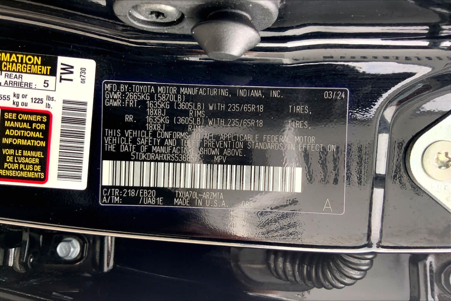 2024 Toyota Highlander XLE Midnight Black Metallic at AutoNation Toyota Gulf Fwy