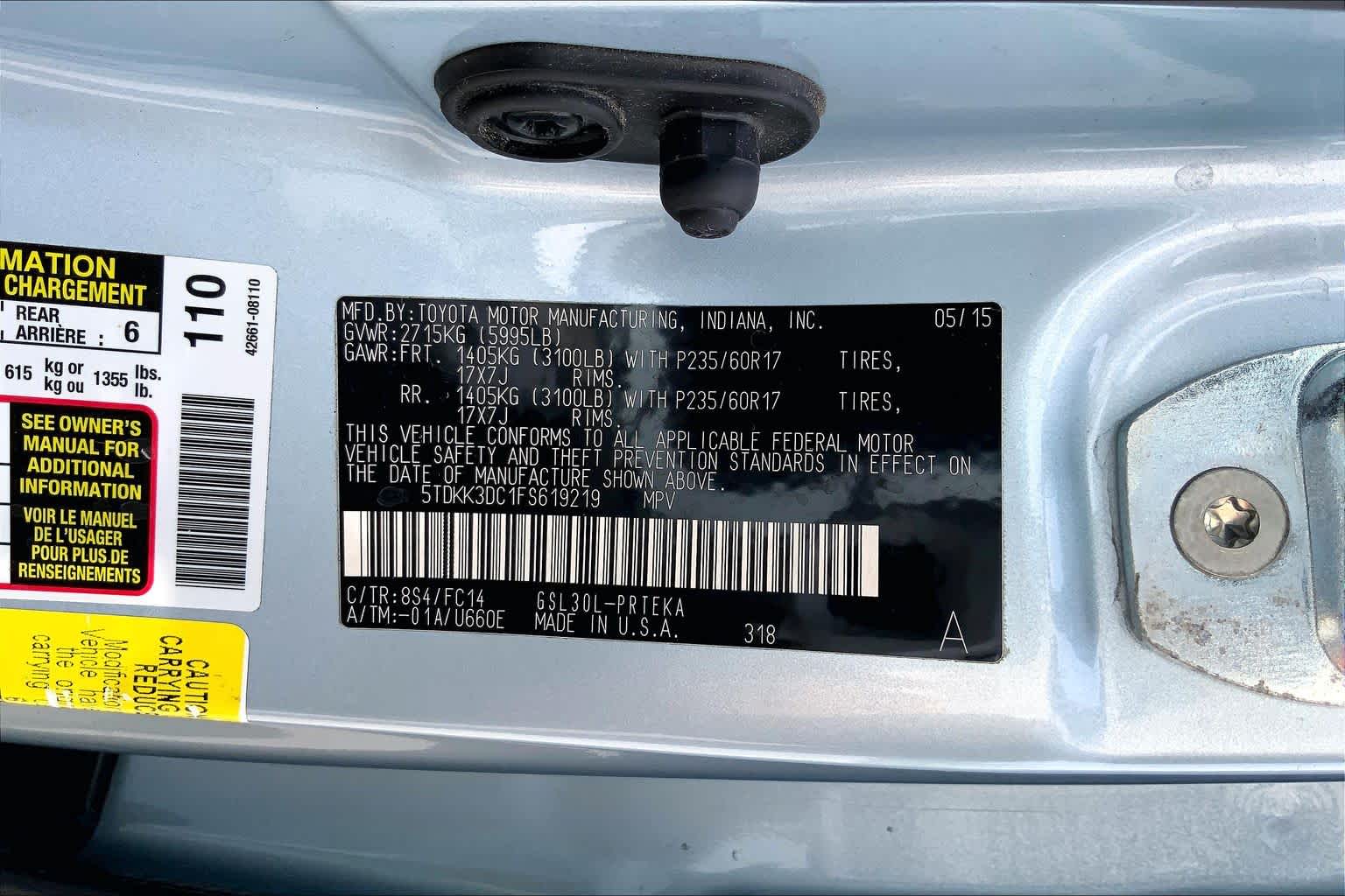 2015 Toyota Sienna LE Sky Blue Pearl at Lexus Southwest Houston